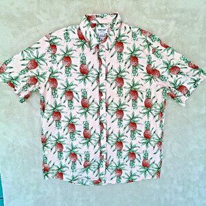 Tunevuse Funky Pink Party Pineapple Print Shirt Hawaiian Mens XL Regular